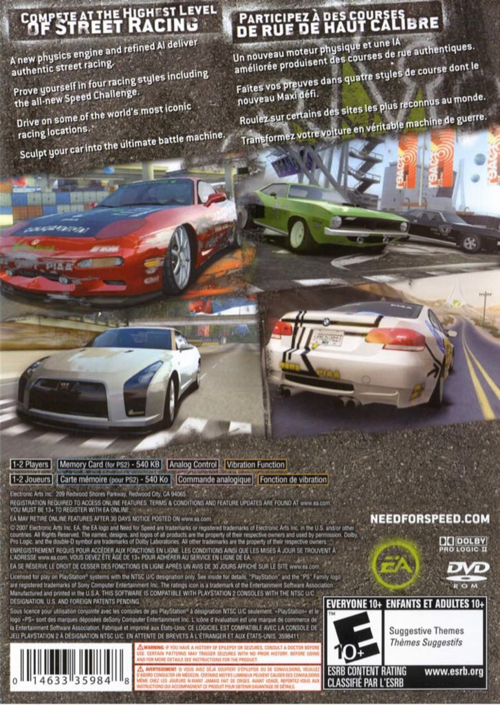 Need For Speed: ProStreet - Sony PlayStation 2 (PS2) ((EA) Electronic Arts - 1-2) video game collectible [Barcode 5030931059353] - Main Image 2