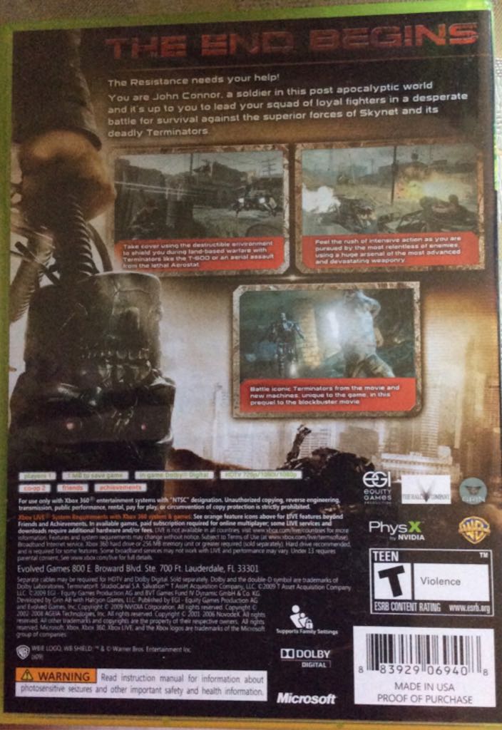 Terminator: Salvation - Microsoft Xbox 360 (Gameloft - 1) video game collectible [Barcode 883929069408] - Main Image 2