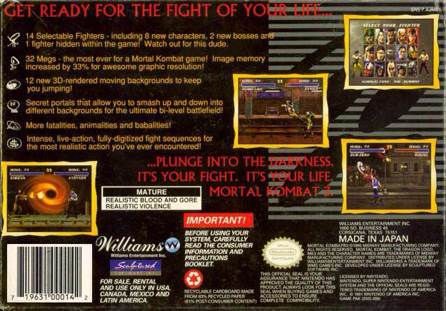 Mortal Kombat 3 - Nintendo Super Nintendo Entertainment System (SNES) (Williams Entertainment - 2) video game collectible - Main Image 2