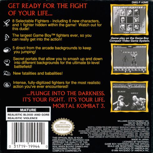 Mortal Kombat 3 - Nintendo Game Boy (Midway - 1) video game collectible - Main Image 2