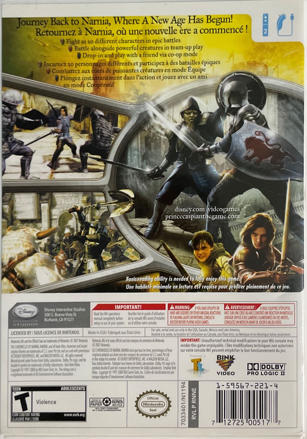 The Chronicles of Narnia: Prince Caspian - Nintendo Wii (Disney - 1) video game collectible [Barcode 712725005177] - Main Image 2