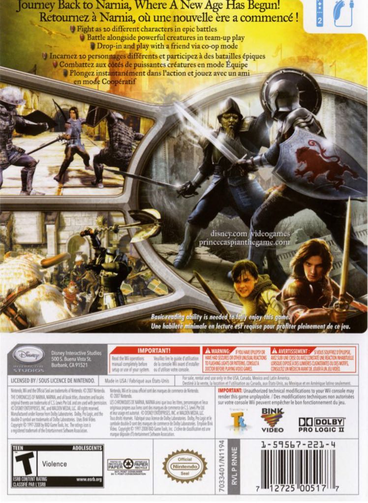 The Chronicles of Narnia: Prince Caspian - Nintendo Wii video game collectible [Barcode 8717418214562] - Main Image 2