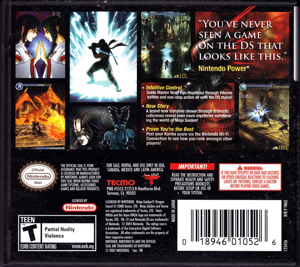 Ninja Gaiden Dragon Sword - Nintendo DS video game collectible - Main Image 2