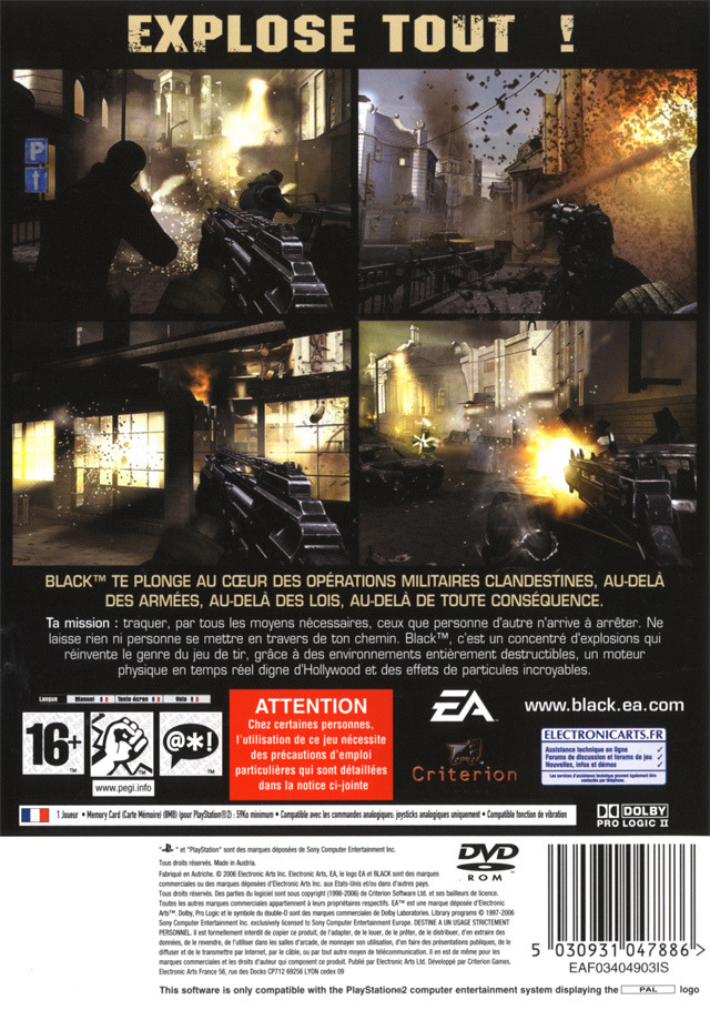 Black - Sony PlayStation 2 (PS2) (Electronic Arts - 1) video game collectible [Barcode 5030931047886] - Main Image 2