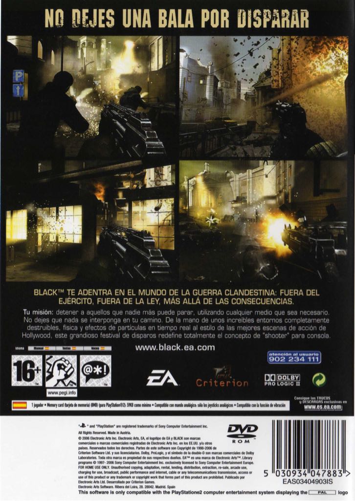 Black - Sony PlayStation 2 (PS2) (EA Games - 1) video game collectible [Barcode 5030946047888] - Main Image 2