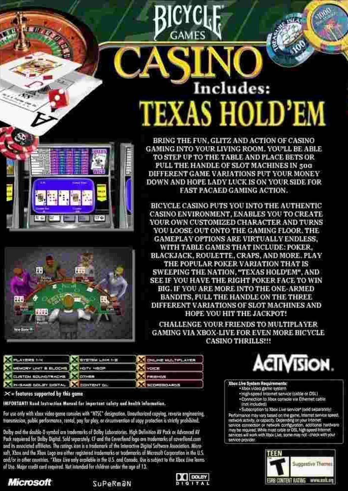 Bicycle Casino - Microsoft Xbox (Activision) video game collectible [Barcode 047875751613] - Main Image 2