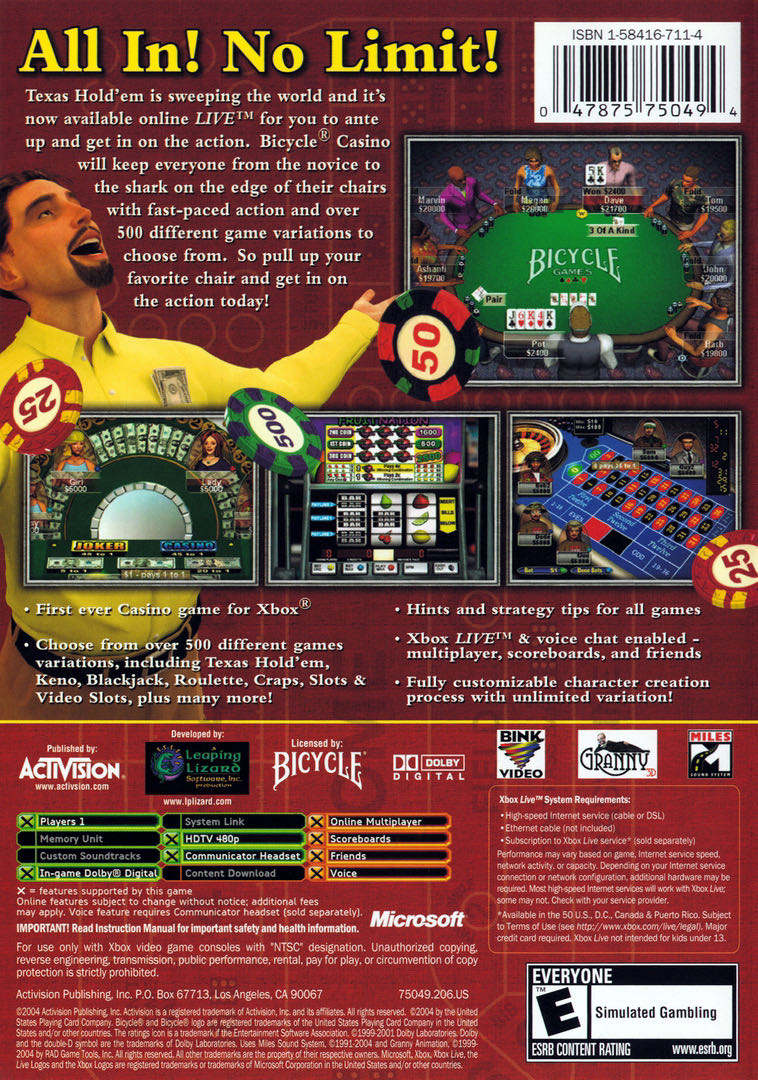 Bicycle Casino - Microsoft Xbox (1) video game collectible - Main Image 2