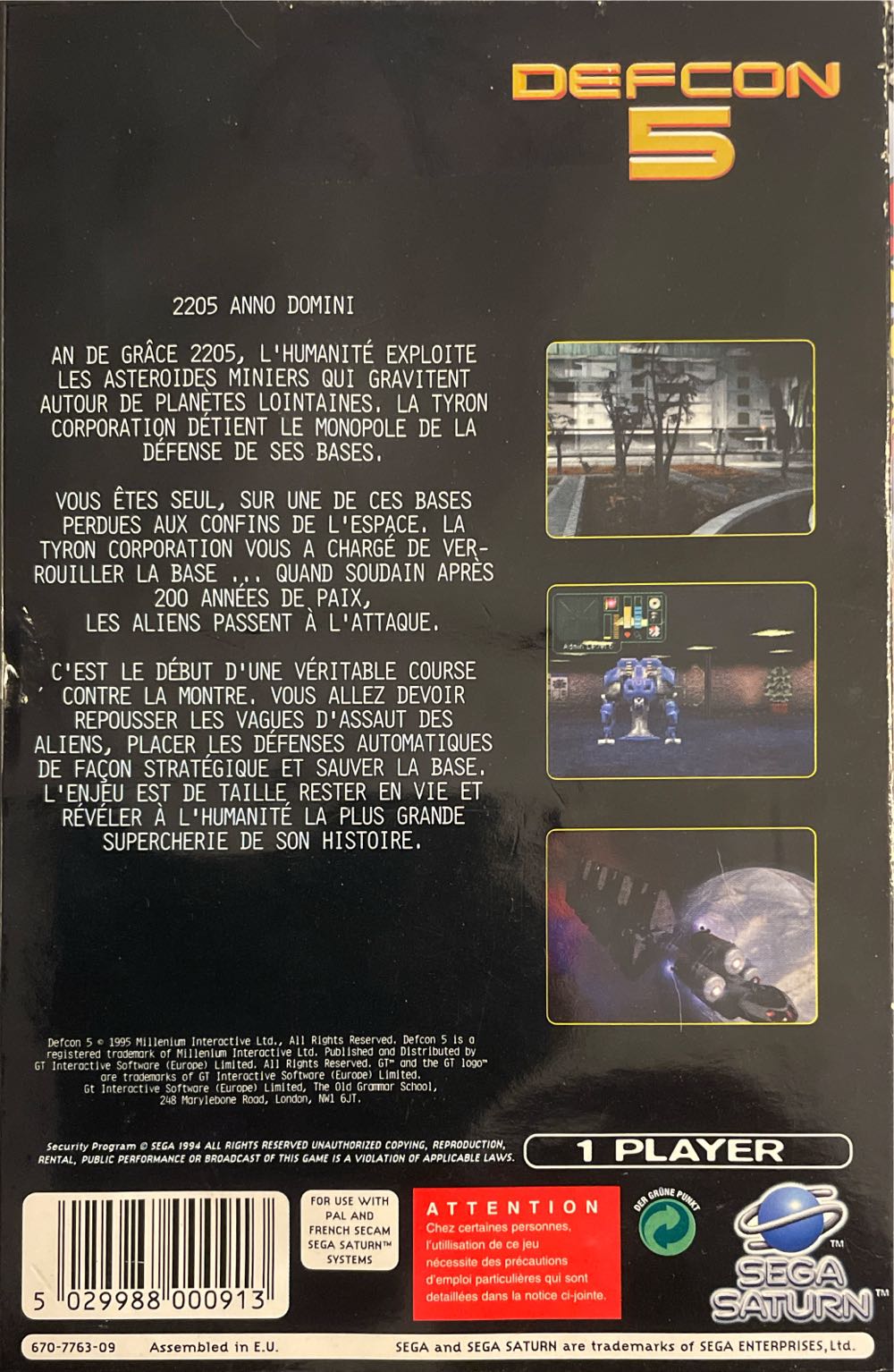 Defcon 5 - Sega Saturn (Data East - 1) video game collectible [Barcode 5029988000913] - Main Image 2