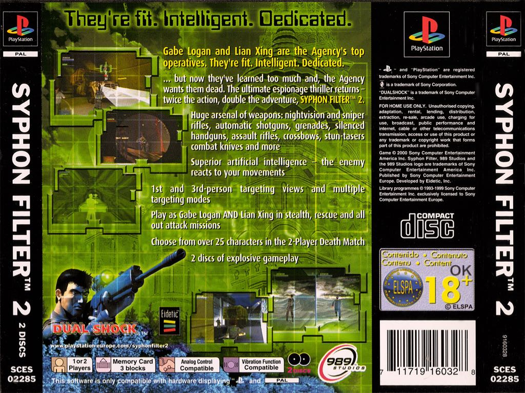 Syphon Filter 2 - Sony PlayStation (989 Studios - 1-2) video game collectible [Barcode 711719271529] - Main Image 2