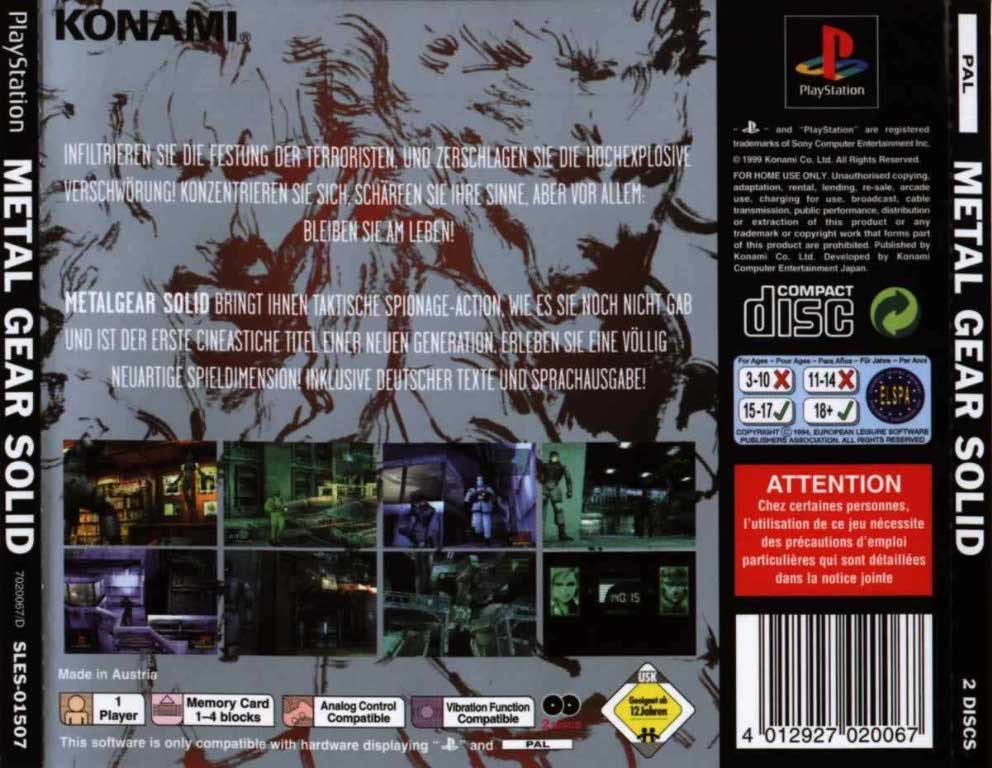 Metal Gear Solid - Sony PlayStation (Konami - 1) video game collectible [Barcode 0083717170310] - Main Image 2