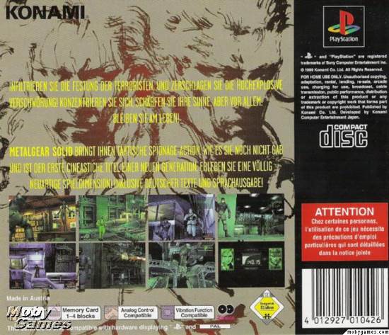 Metal Gear Solid - Sony PlayStation Classic (Konami - 1) video game collectible [Barcode 4012927010433] - Main Image 2