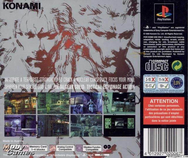 Metal Gear Solid - Sony PlayStation (Komami - 1) video game collectible [Barcode 4988602749755] - Main Image 2