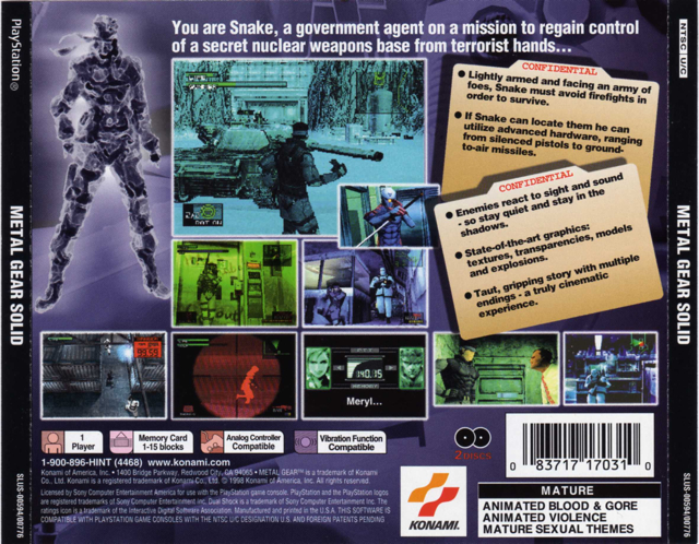 Metal Gear Solid - Sony PlayStation (Konami - 1) video game collectible [Barcode 4988602749779] - Main Image 2