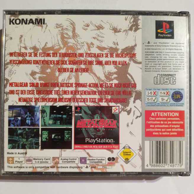 Metal Gear Solid - Sony PlayStation (Konami - 1) video game collectible [Barcode 4988602749779] - Main Image 4