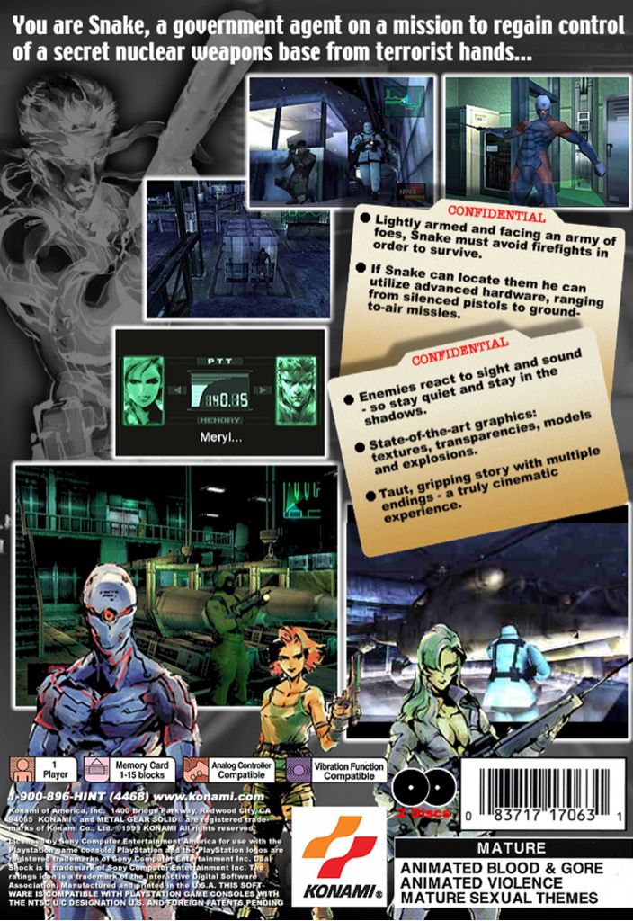 Metal Gear Solid - Sony PlayStation (Konami - 1) video game collectible [Barcode 4988602749786] - Main Image 2