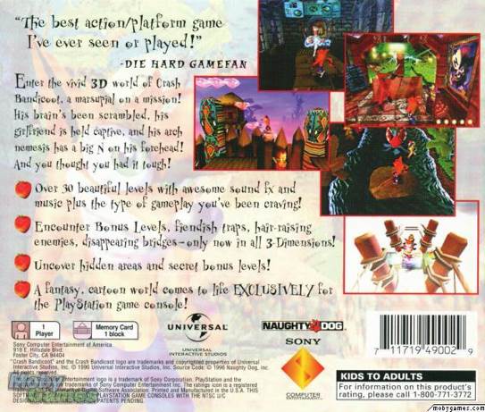 Crash Bandicoot - Sony PlayStation (Sony Computers Entertainment - 1) video game collectible - Main Image 2