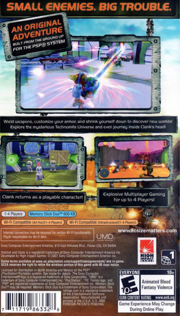 Ratchet & Clank: Size Matters - Sony PlayStation Portable (PSP) (Sony Computer Entertainment - 1-4) video game collectible [Barcode 711719129776] - Main Image 2