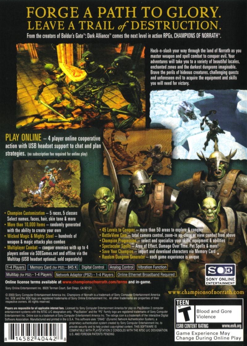 Champions of Norrath - Sony PlayStation 2 (PS2) (Sony Online Entertainement - 1-2) video game collectible [Barcode 3307210163721] - Main Image 2