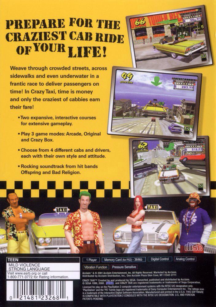 Crazy Taxi - Sony PlayStation 2 (PS2) (Akklaim - 1) video game collectible [Barcode 45117732] - Main Image 2