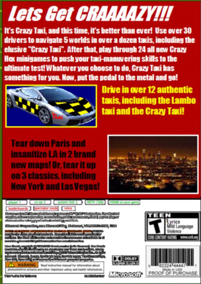 (XB1) Crazy Taxi - Microsoft Xbox Live Arcade (XBLA) video game collectible [Barcode 4974365870041] - Main Image 2
