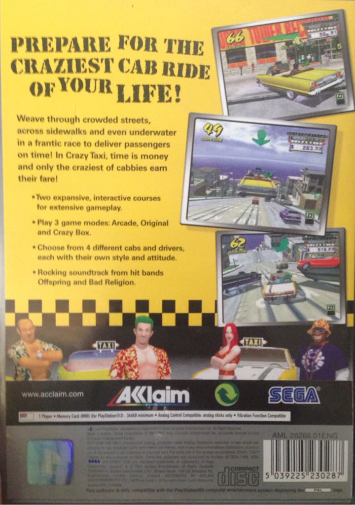 Crazy Taxi - Sony PlayStation 2 (PS2) (Sega - 1) video game collectible [Barcode 5039225230287] - Main Image 2