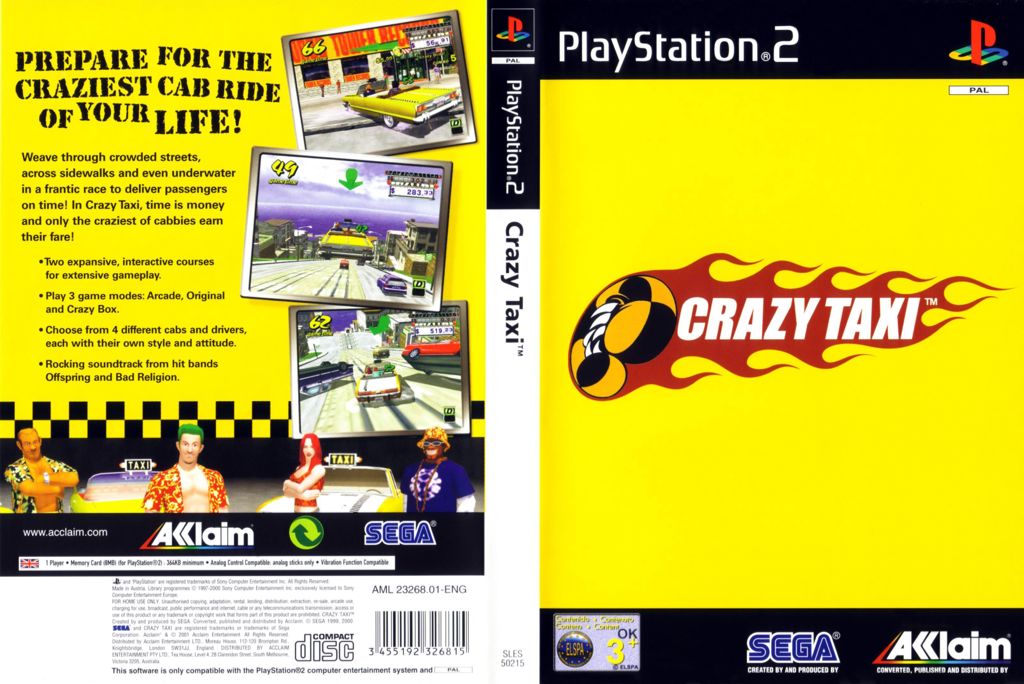 Crazy Taxi - Sony PlayStation 2 (PS2) (Acclaim Entertainment - 1) video game collectible [Barcode 5039225230294] - Main Image 2