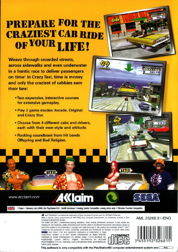 Crazy Taxi - Sony PlayStation Network (PSN) (Acclaim) video game collectible - Main Image 2