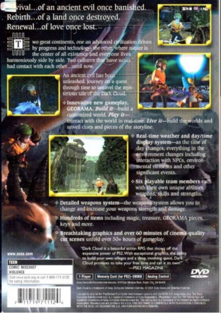 Dark Cloud - Sony PlayStation 2 (PS2) (Sony Computer Enterntainment - 1) video game collectible [Barcode 711719277620] - Main Image 2