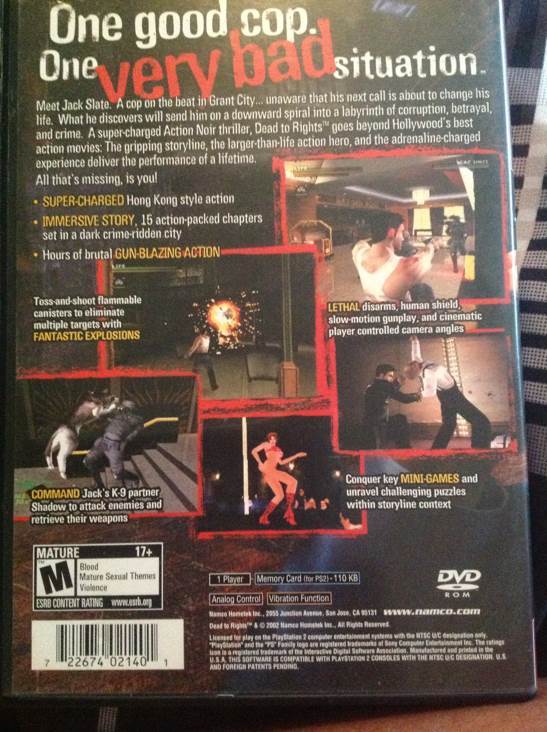 Dead To Rights - Sony PlayStation 2 (PS2) video game collectible [Barcode 111614021401] - Main Image 2