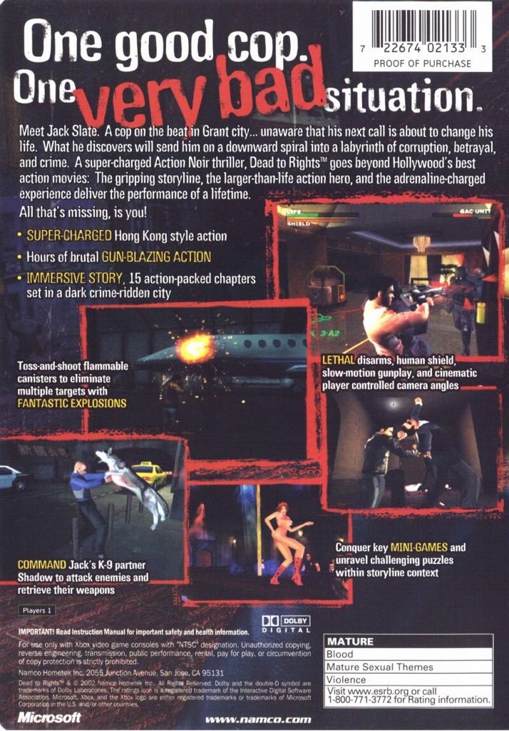 Dead To Rights - Microsoft Xbox (1) video game collectible [Barcode 5030947033149] - Main Image 2