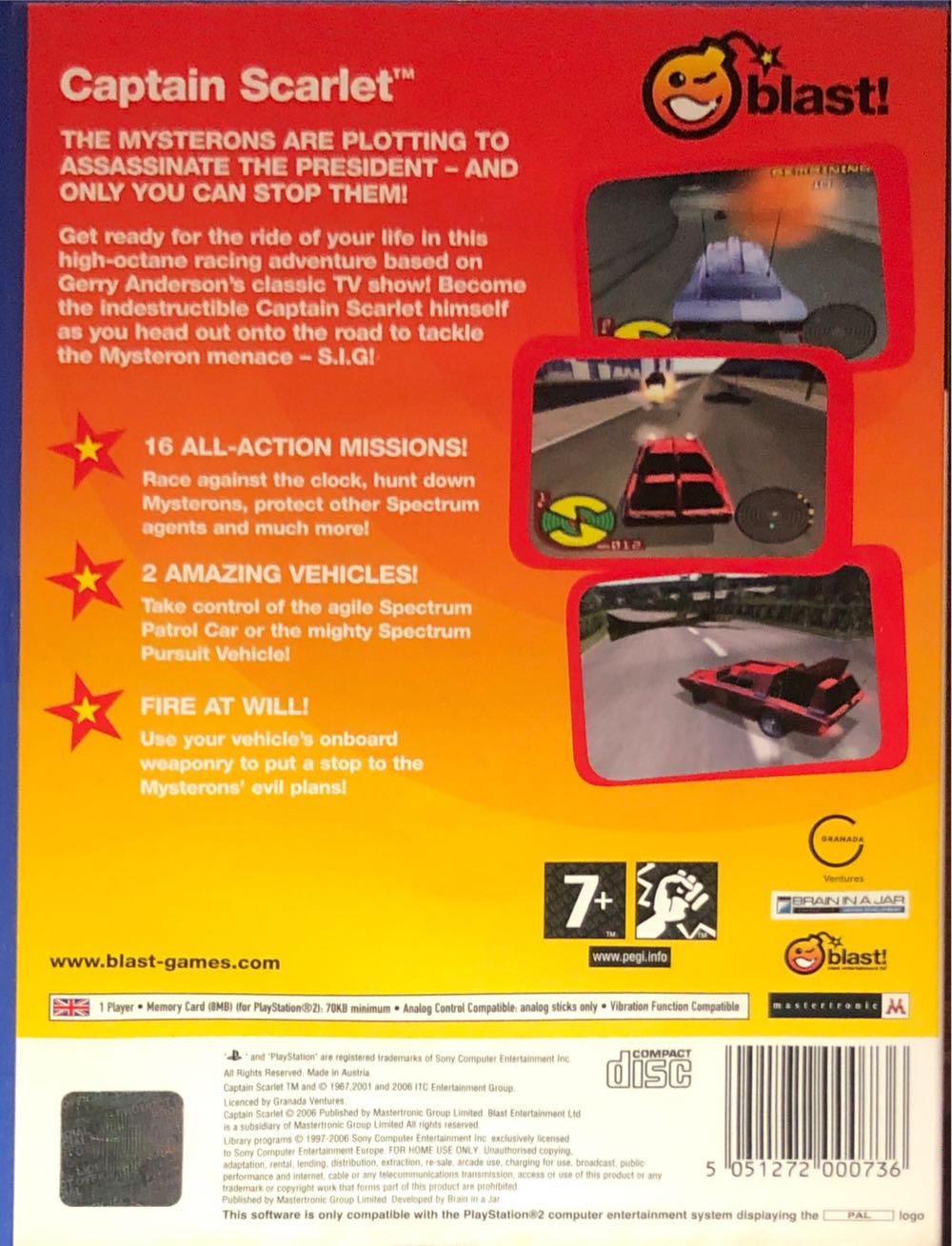 Captain Scarlet - Sony PlayStation 2 (PS2) (Blast - 1) video game collectible [Barcode 5051272000736] - Main Image 2