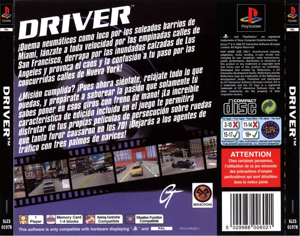 Driver - Sony PlayStation (GT Interactive - 1) video game collectible [Barcode 2069673005994] - Main Image 2