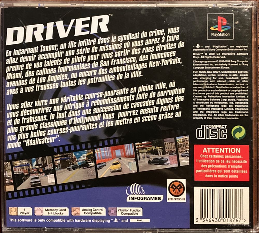 Driver - Sony PlayStation (GT Interactive - 1) video game collectible [Barcode 3546430018767] - Main Image 3