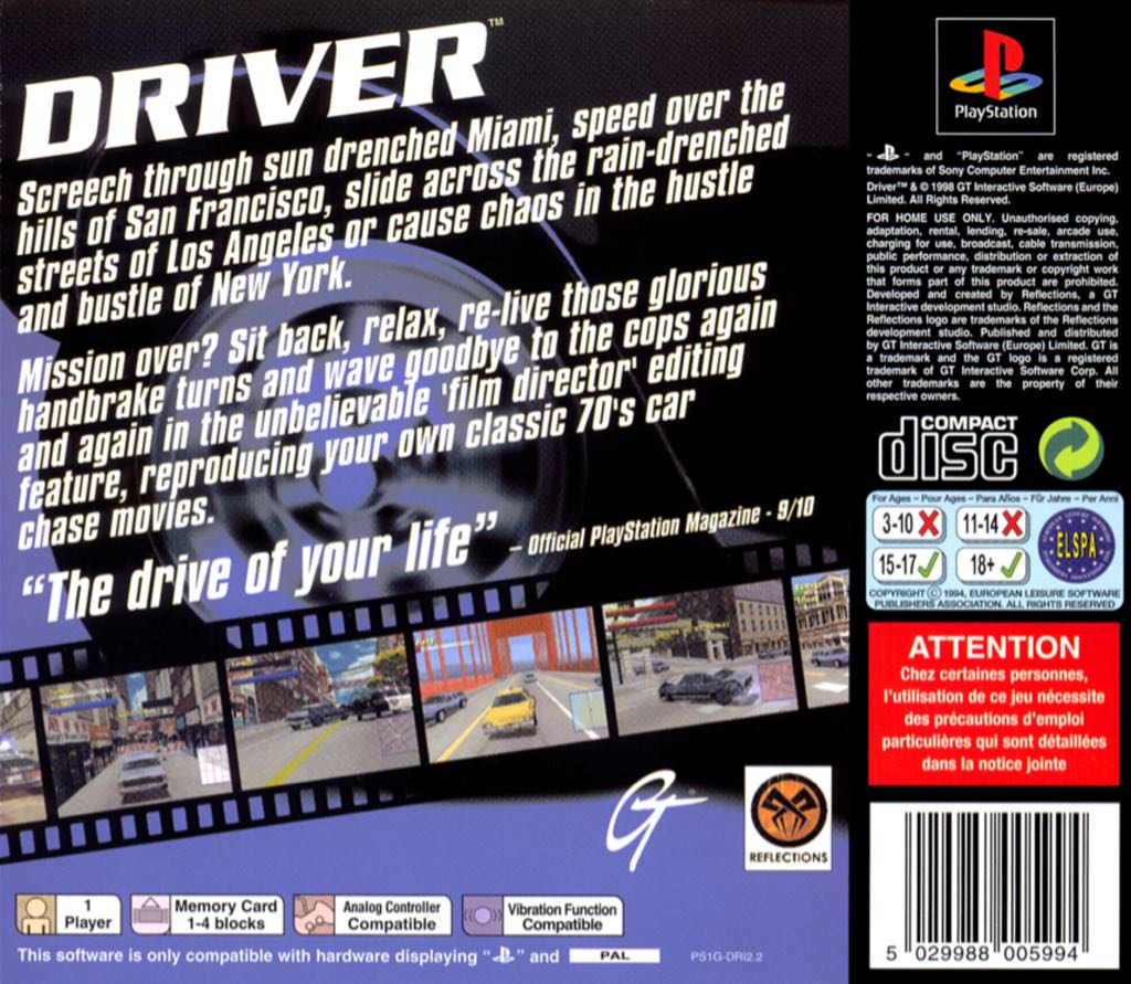 Driver - Sony PlayStation (Reflections - 1) video game collectible [Barcode 5029988006021] - Main Image 2