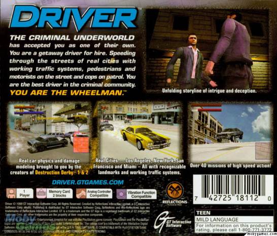 Driver - Sony PlayStation (GT Interactive Software Corp. - 1) video game collectible [Barcode 742725181120] - Main Image 2