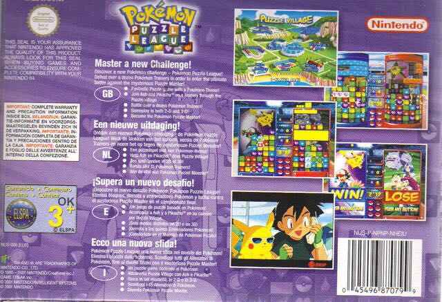 Pokemon Puzzle League - Nintendo 64 (N64) (2017, Nintendo/Creatures Inc./GAME FREAK) video game collectible [Barcode 8282828282611] - Main Image 2