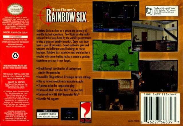 Tom Clancys Rainbow Six - Nintendo 64 (N64) video game collectible - Main Image 2
