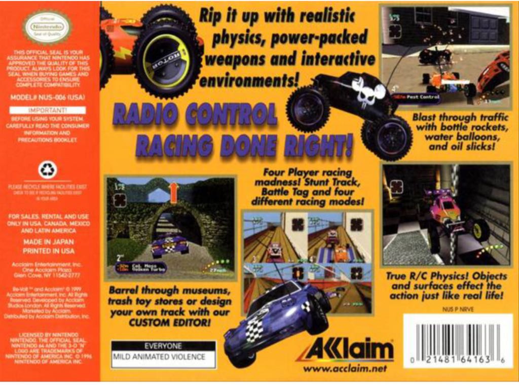 Re-Volt - Nintendo 64 (N64) (Acclaim Enternainment - 1-4) video game collectible [Barcode 3455196100220] - Main Image 2