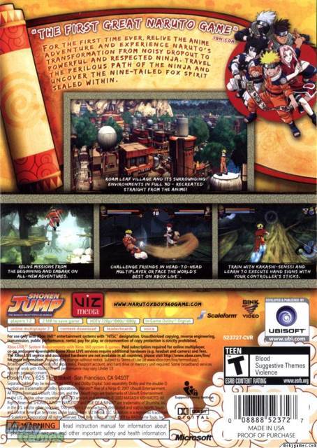 Naruto: Rise Of A Ninja - Microsoft Xbox 360 (Ubisoft - 1) video game collectible [Barcode 008888523727] - Main Image 2