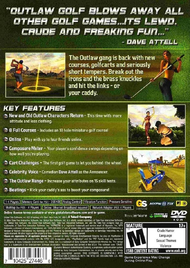 Outlaw Golf 2 - Sony PlayStation 2 (PS2) (Global Star Software - 1-4) video game collectible [Barcode 5026555303361] - Main Image 2