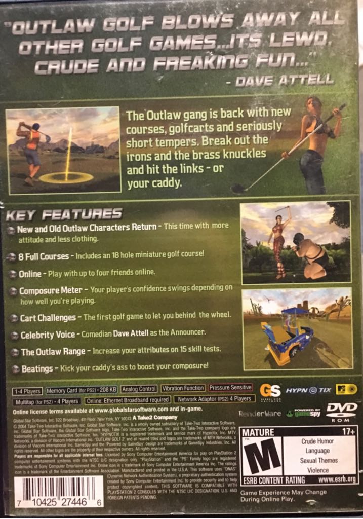 Outlaw Golf 2 - Sony PlayStation 2 (PS2) (Global Star - 4) video game collectible [Barcode 710425274466] - Main Image 2