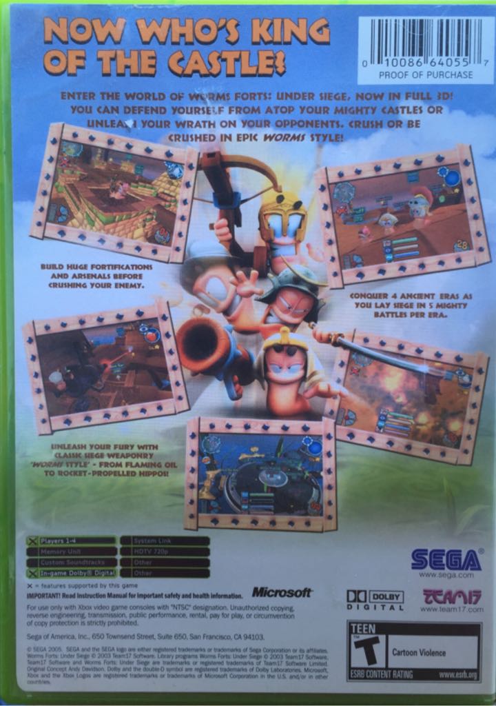 Worms: Forts Under Siege - Microsoft Xbox (Sega) video game collectible [Barcode 5060004763221] - Main Image 2