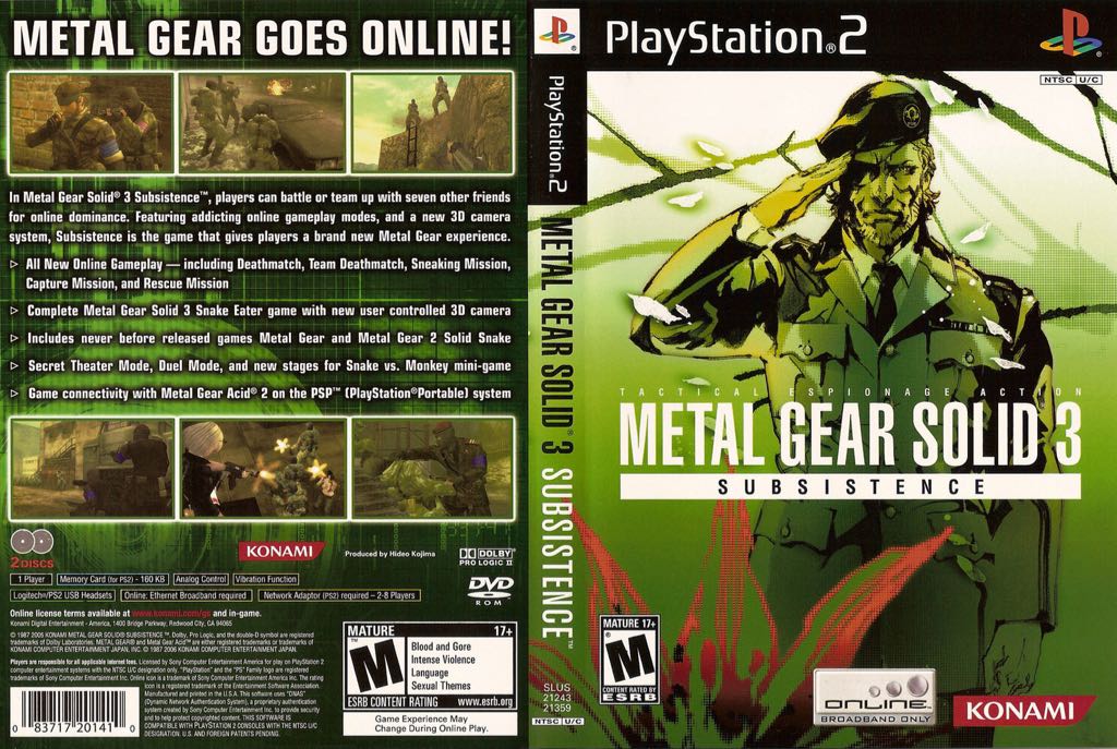 Metal Gear Solid 3: Subsistence - Sony PlayStation 2 (PS2) (Konami - 1-8) video game collectible [Barcode 4012927029831] - Main Image 2
