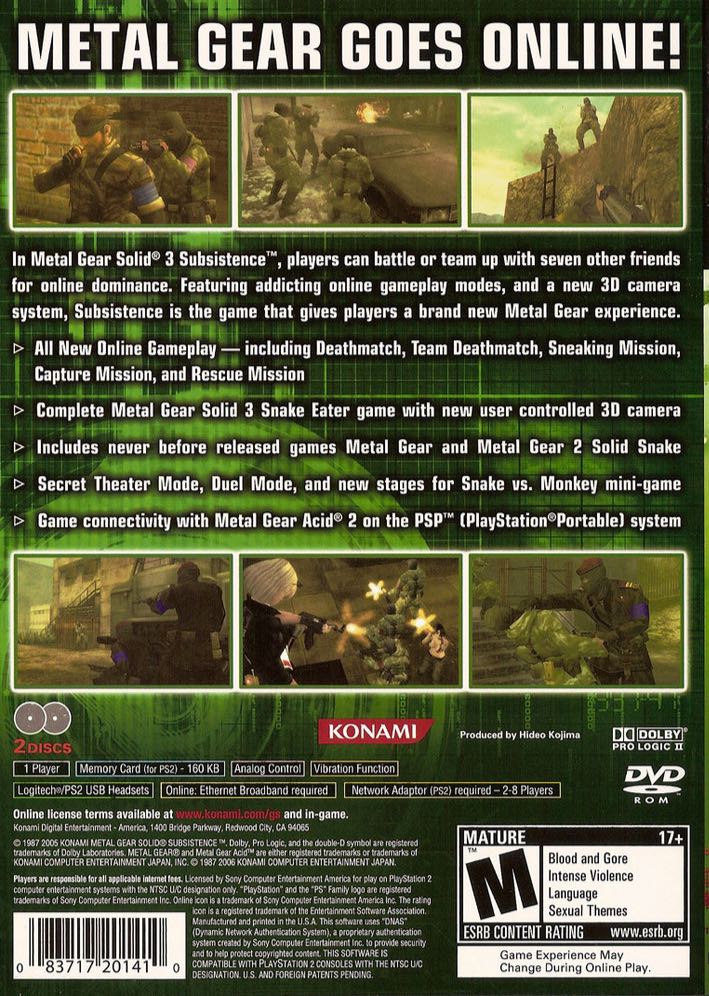 Metal Gear Solid 3: Subsistence - Sony PlayStation 2 (PS2) (Konami - 1) video game collectible [Barcode 4012927029886] - Main Image 2