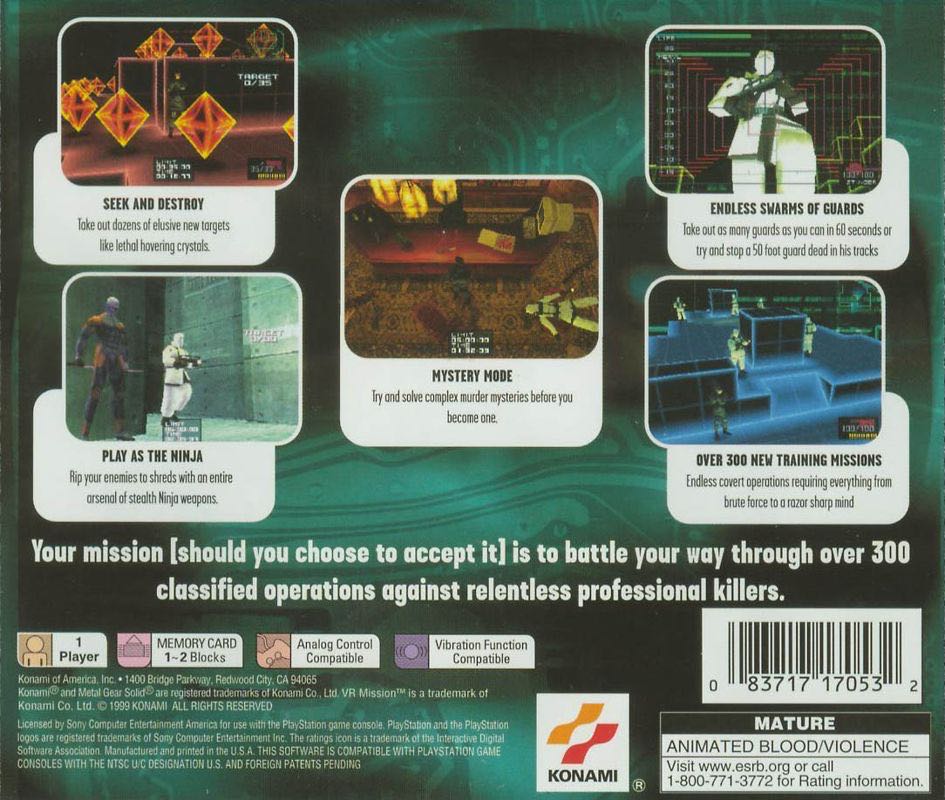 Metal Gear Solid: VR Missions - Sony PlayStation (Konami - 1) video game collectible [Barcode 0083717170532] - Main Image 2