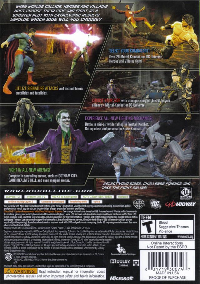 Mortal Kombat vs DC Universe - Microsoft Xbox 360 (Midway - 2) video game collectible [Barcode 031719300747] - Main Image 2
