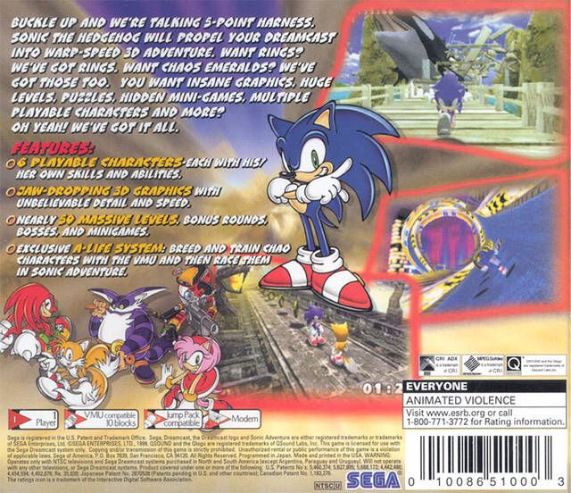 Sonic Adventure - Sega Dreamcast (Sega - 1) video game collectible - Main Image 2