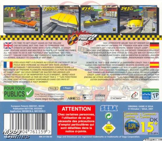 Crazy Taxi 2 - Sega Dreamcast (Sega - 1) video game collectible [Barcode 5060004761159] - Main Image 2