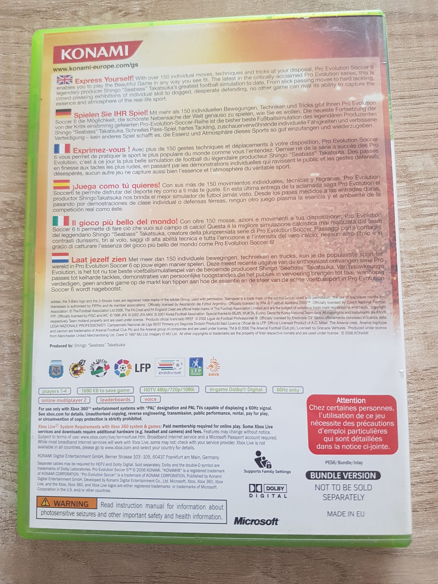 Pro Evolution Soccer 6 - Microsoft Xbox 360 (Konami - 1-4) video game collectible [Barcode 4012927032329] - Main Image 2