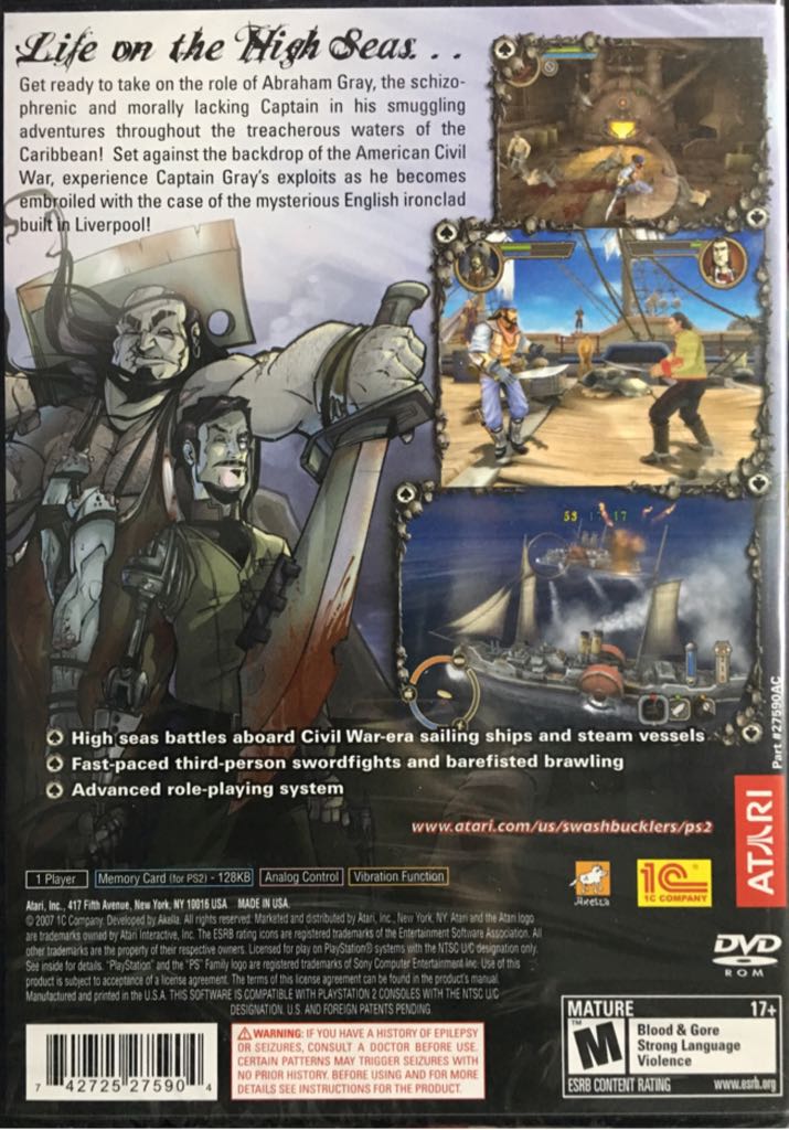 Swashbucklers: Blue vs. Grey - Sony PlayStation 2 (PS2) (1C Company - 1) video game collectible [Barcode 742725275904] - Main Image 2